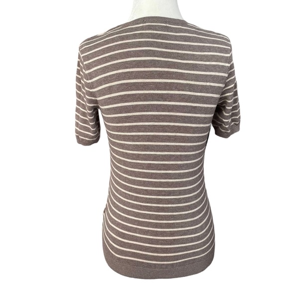 H&M | Grey & White Striped Short Sleeve Sweater | XS - Picture 3 of 8